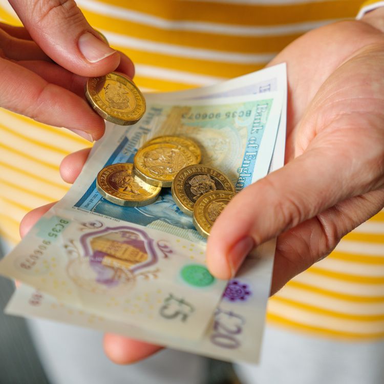 Person counting money in their hand